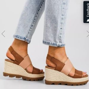 NIB Sorel Joanie II Hi Slingback Wedge Sandals 9.5 Velvet Tan